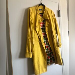J.Crew Cherbourg Double Breasted Linen Trench Coat Mustard Yellow size 4